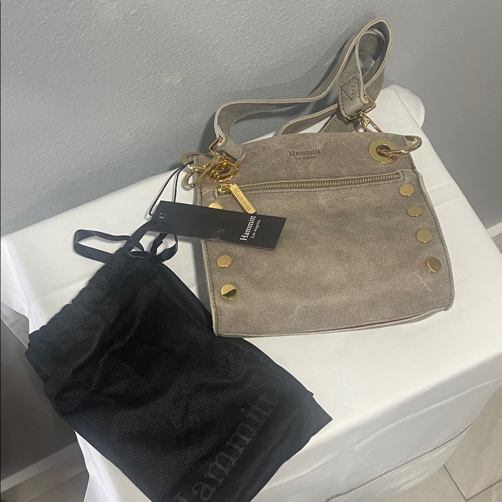 Hammitt Tony small Leather crossbody grey natural /Brushed gold